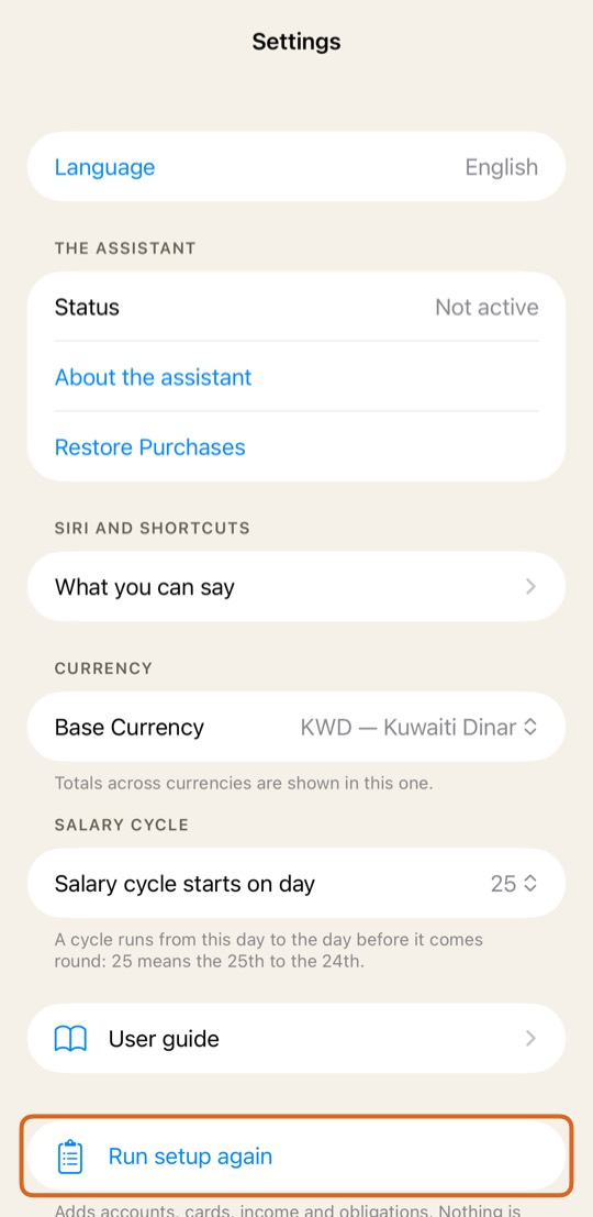 Tap Run setup again.