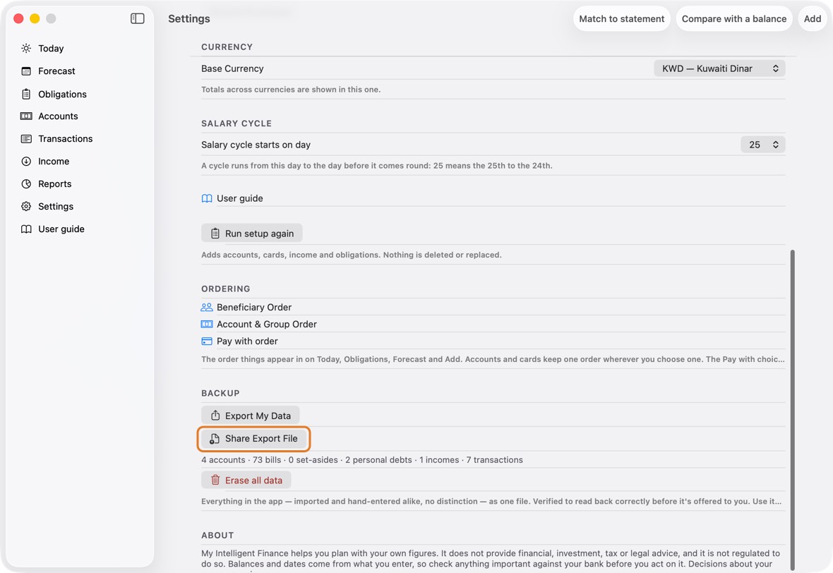 You should now have one file with everything in the app, checked to read back correctly.