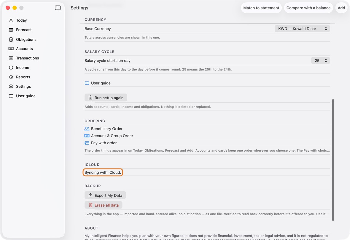 You should now see your Apple Account at the top of System Settings, and the app's data the same on each device.