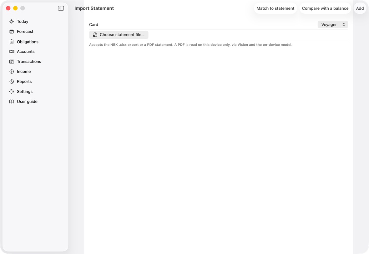 You should now see the confirmed lines under Already recorded on Import Statement, and on the card.