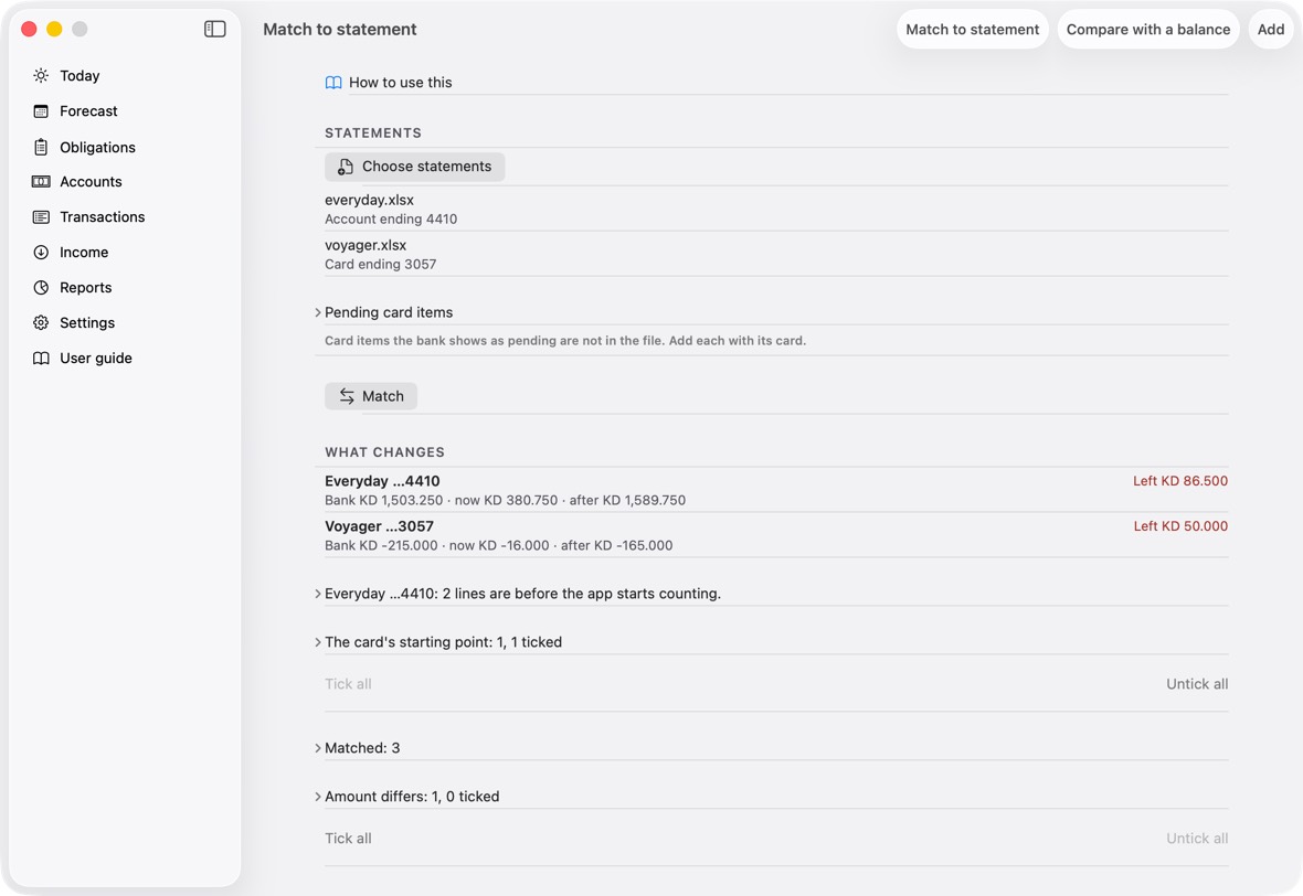 On the Mac: a dropped file doesn't open Match; ⌘F doesn't reach the search field; the assistant has no words.