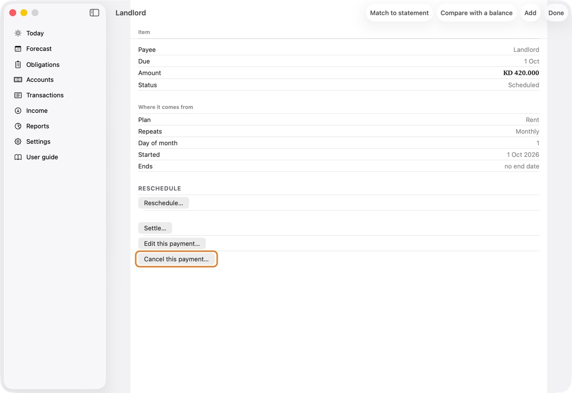 Click Cancel this payment….