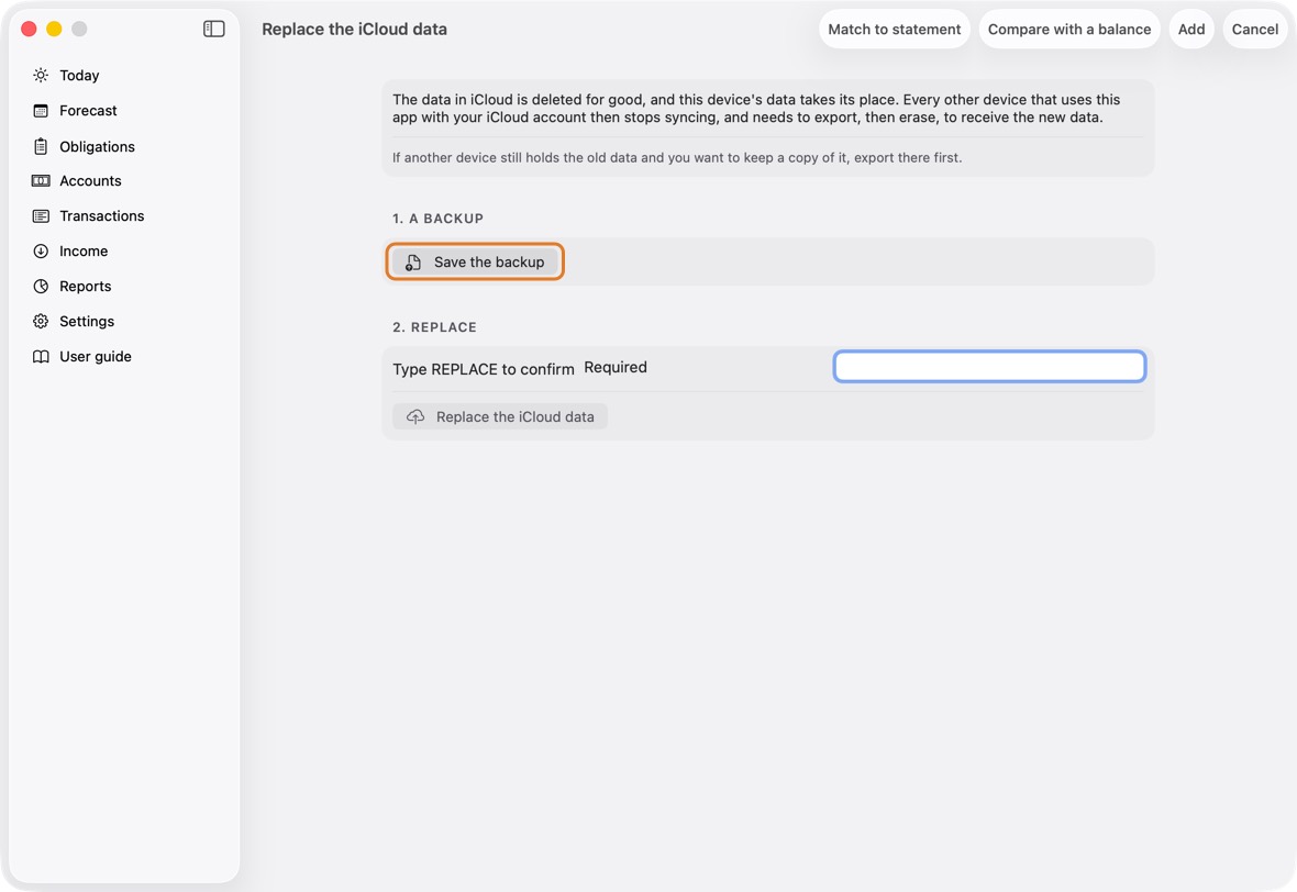 Click Export this device's data, then Save the backup.