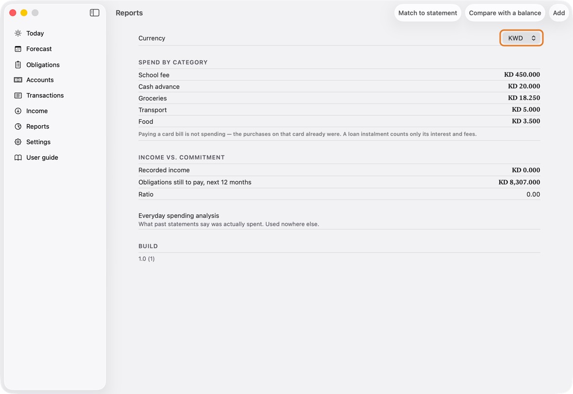 Open Reports. Choose the Currency.
