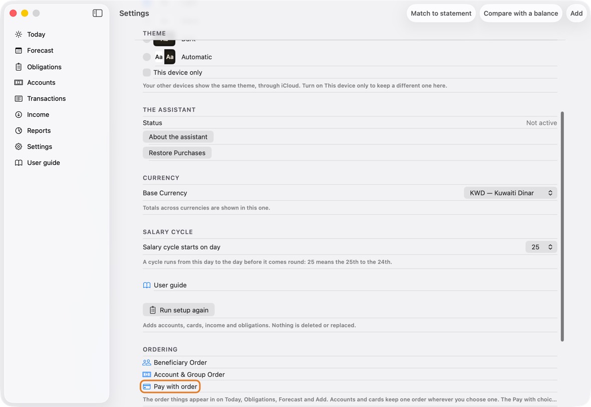 Open Settings. Under Ordering, click Pay with order.